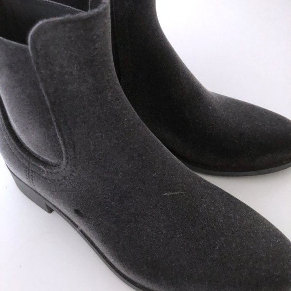 Lemon Jelly rubber boots ☂️ charcoal grey velvet texture! Sz 38 - Picture 6 of 8